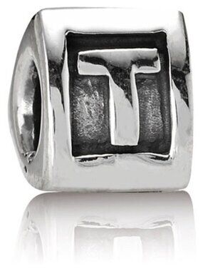 PANDORA Alphabet Letter - T Authentic Sterling Silver Letter Three Sided